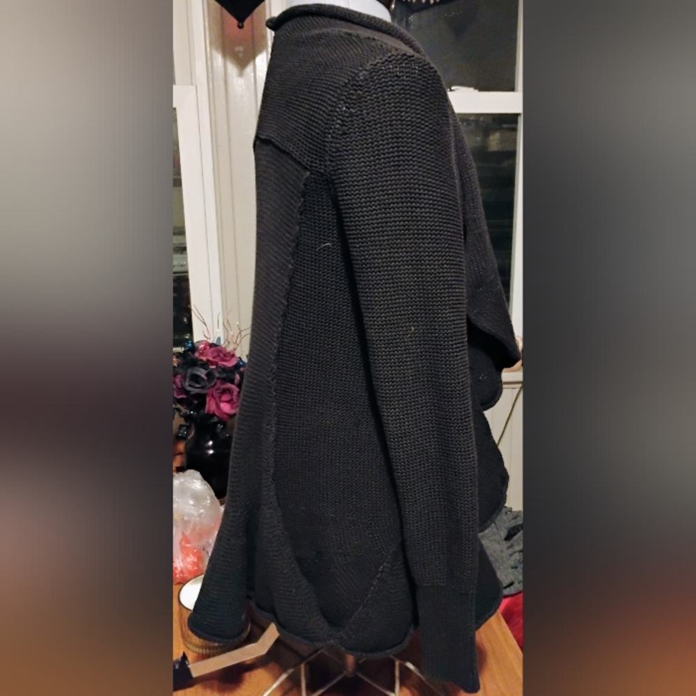 Free People Black Ruffle Open Cardigan Sweater - Picture 2 of 3